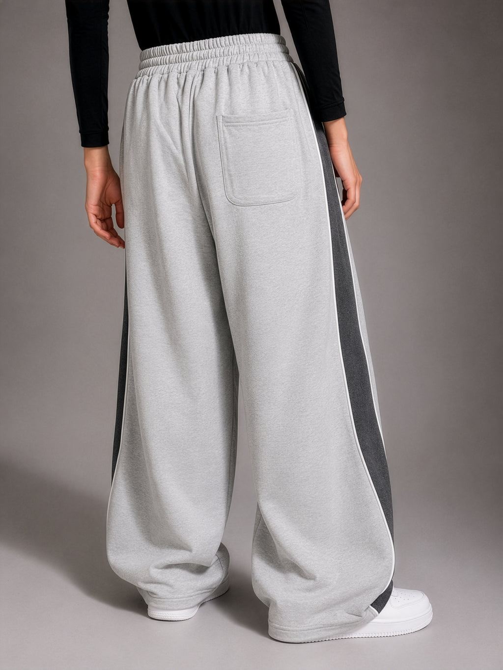 AIMFITS 100% Cotton Panelled Baggy Joggers- Grey